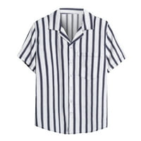 Fesfesfes къса ръкав риза за мъже ежедневни копчета плаж не-позициониращ райета за печат за печат с къс ръкав риза блуза Пробег
