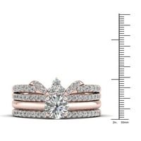 1к ТДВ диамант 14к Розово злато коронован сватбен пръстен