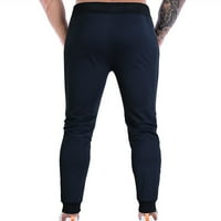 дънки за мъже с джобове йога джогинг суитчъри Мъжки мъжки прилягат атлетични тънки ежедневни панталони от средната талия мъжки панталони мъже ежедневни панталони ВМС синьо + XL