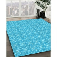 Ahgly Company Indoor Round Martuded Bright Cyan Blue Area Cured, 7 'Round