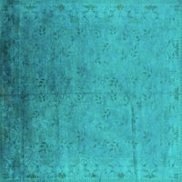 Ahgly Company Machine Wareable Indoor Square Oriental Turquoise Blue Industrial Area Cures, 4 'квадрат