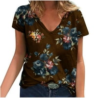 Смихоно Дамска Мода Извънгабаритни основни тениски оферти флорални графични тениски Модерен Лято секси в яка ризи свободно удобно свободно случайни блуза С къс р?