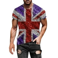 Мъжки тениски за тениски мода къса ръкав o флаг на шията отпечатани върхове лилаво l