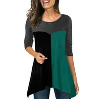 Женски тениски с дълъг ръкав кръгла шия кариран отпечатан хлабав пуловер женски върхове изход
