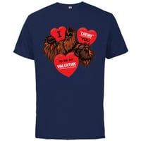 Междузвездни войни Chewbacca ви дъвче сърцето на Свети Валентин - тениска с къси ръкави за възрастни - Персонализирано -Атлетик ВМС