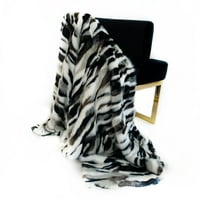Plutus Black, White Zebra Fau Fur Luxury Throwing размер: 114L 120W, стил: одеяло