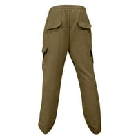 Летни прочиствания Мъжки панталони отзад към училище модни летни мъжки разхлабени теглене на много джобни твърди прави панталони Панталони Армия Зелен XL