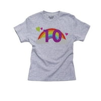 Сладък 10 -ти рожден ден - цветна дъга с облаци - памучна тениска на подаръка на момче