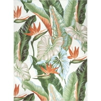 нулум Невая машинно пере флорални листа площ килим, 4 '6', зелен