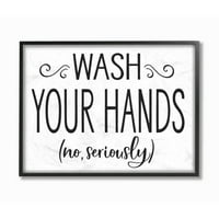 Ступел индустрии не сериозно измийте ръцете си баня къща знак рамкирани стена изкуство дизайн от букви и облицовани, 11 14