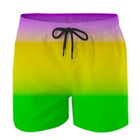 Къси панталони за мъже Лято плюс размери къси панталони за мъже градиентни къси панталони с джобове еластична талия плажни панталони Зелени S U263
