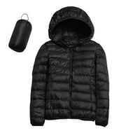 зимни палта за жени топло водоустойчиво леко яке с качулка Ветроупорен палто с рециклирана изолация тънък къс качулка надолу палто Връхни дрехи дамски есен мода черно 2хл