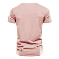 Тениска с дълъг ръкав мъжки средни тениски мъжки модни ежедневни плътни цветове памук v джобни бутон за врата с къс ръкав тениска отгоре