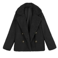 Клирънс якета за жени ЙОХОМЕ Дамски дълъг ръкав ревера вълнен палто Черно л