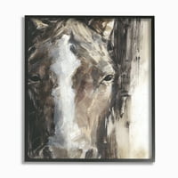 Ступел Индъстрис конски очи Бял кафяв животински живопис в рамка стена изкуство от Итън Харпър