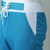 IOPQO Мъжки небрежни къси панталони Мъже случайни летни цветни къси панталони еластични средни талии спортни шорти с джобове син XL