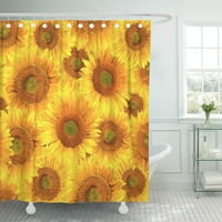 Оранжеви ярко жълти слънчогледи отблизо цветна природа декоративни венчелистчета лятна завеса за душ