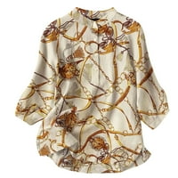 Дамски ежедневни памучни бельо върхове лято дълъг ръкав флорални блузи бутон надолу