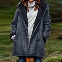 Клирънс жените палто Мода Дамски топли Фау палто яке зимата бутон твърди Дълъг ръкав Връхни дрехи