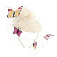 Булка с марлянка шапка с шапка с пеперуди сватбени пера аксесоар за коса