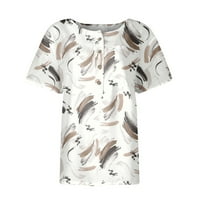 Strungten Women's Bound Neck Button с къс ръкав Най -добър лятен графичен флорален принт модна риза Туника дамски ризи