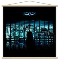Филм на комикси - The Dark Knight - Batman View of the City One Lither Shall Poster с дървена магнитна рамка, 22.375 34