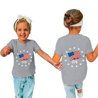 Тениска на Rovga за момичета върхове деца на малки деца, 4 юли 3d Графични отпечатани тийнейджъри Момичета момичета новост модна тениска с къс ръкав унизинг Небрежни в?
