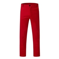 Джоги за мъже Мъжки панталони тънки талия Пълно панталони Мъжки небрежни панталони за мъже солидни средни джобни панталони Мъжки панталони Панталони панталони червени 3XL