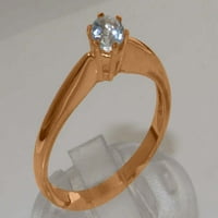 Британски направени 10K розово злато естествено аквамарин женски пръстен за годежен пръстен - Опции за размер - размер 12
