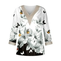 Auroural дамски върхове клирънс мода за жени летни v-образни елементи от щампа за принт на тениска блуза за тениска