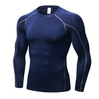 Мъжки тесни фитнес спортни върхове, работещи тренировъчна тениска за бързо суха риза с дълъг ръкав S-2XL