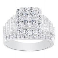 Мултиформ бял естествен диамантен квадрат на клъстер в 10K бял златен пръстен размер-5