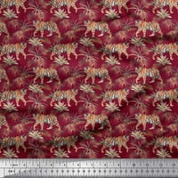 Soimoi Rayon Leaves Leaves & Tiger Jungle Print Sewed Fabric Wide Yard