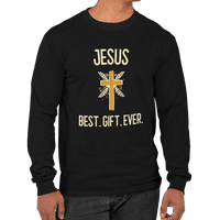 Кимаран Исус Най-добър подарък някога кръстосана коледна тениска на тениската унизинг с дълъг ръкав