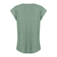 Qwertyu върхове за жени секси солиден цвят v резервоар за шия отгоре без ръкави плюс размер тениски шапка ръкав плюс размер бохо ризи зелени s