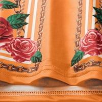 Плажните върхове на Kakina S за жени отпечатват тениска с къси ръкави с къси ръкави блуза от печат блузна тениска оранжева, 3xl