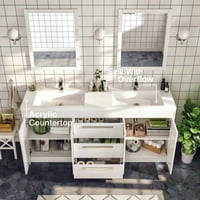 Евива Лугано 72 Бяла модерна баня суета с бяла интегрирана Акрилна двойна мивка