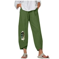 Cacommark pi дамски панталони плюс размери разпуснат суитчъри с високи талии от памучни панталони от печат памук спално бельо