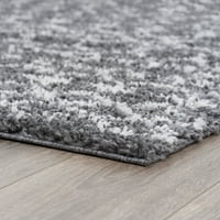 Преходна площ килим шаг дебел Геометричен сив, бял хол лесен за почистване