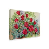 Търговска марка изобразително изкуство 'червени рози с евъргрийни' платно изкуство от Джоан Портър