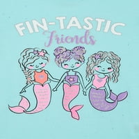 Морски Животни Русалки Момичета Фин-Тастични Приятели С Къс Ръкав Фея Прах Тениска