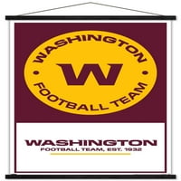 Вашингтон футболен отбор - лого плакат за стена с дървена магнитна рамка, 22.375 34