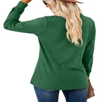 Блуза блуза блуза блуза пуловер Плътен цвят тениска черно зелен
