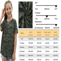 Мафулус Момичета камуфлажна ивица ризи с къс ръкав кръстосани Тениски 4-15 години