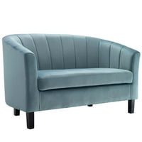 Modway Prospect Channel Tufted Performance Velvet Loveseat in Light Blue