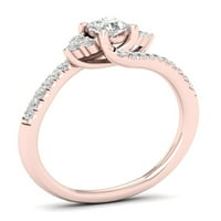 Империал 1 2кт ТДВ диамант 14к Розово злато байпас годежен пръстен
