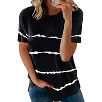 Големи тениски за жени на клирънс жени ежедневни отпечатани къси ръкави кръгла врата пуловер на блуза тениски върхове
