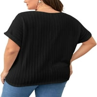 Paille жени плюс размери върхове с къс ръкав туника блуза огромни летни тениски Небрежно празнично пуловер Черен 3XL