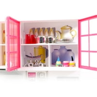 Wioihee симулация кухненски шкафове комплект деца се преструват на инструменти за готвене на мини кукли мини кукли