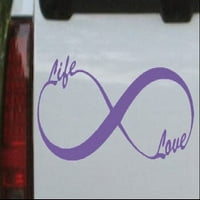 Безкрайност символ живот и любов кола или камион прозорец лаптоп стикер лилаво 8in 2.8in